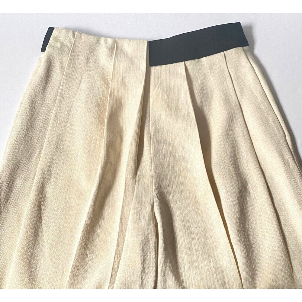 Massimo Dutti Studio Pants Womens 4 Cream Black Contrast Tuxedo Trousers NWT - Picture 3 of 16